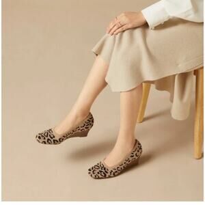 VIVAIA Margot Square-Toe Wedge Pro in Leopard print pattern